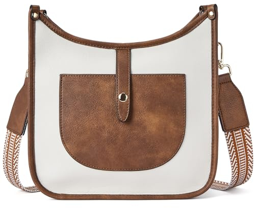 BOSTANTEN Damen Schultertasche,Umhängetasche Damen Klein Crossbody bag für Frauen Handtasche Beige mit Braun