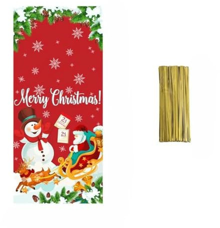 25/50/100 Stück Weihnachts-Süßigkeitstüten mit Seil, Keks-Keks-Paket, Weihnachtsdekoration, Geschenktüte für Kinder, Partyzubehör, Stil 9–100 Stück