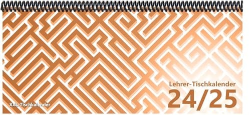 Lehrer - Tischkalender 2024/25: XXL-Tischkalender, Bunt-Kalender Labyrinth braun 14,5 x 32,5 cm