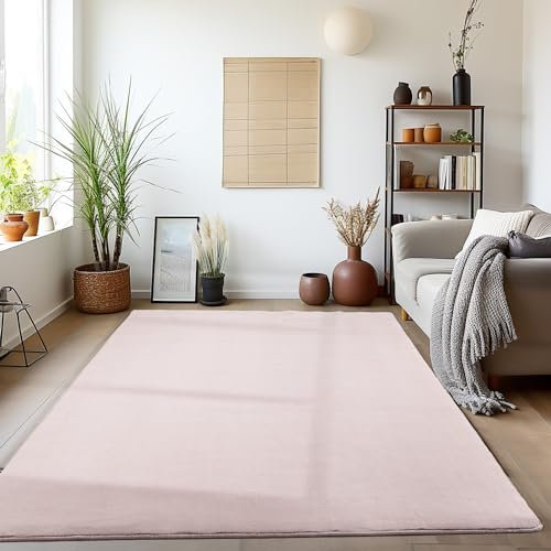 LIVUM Tapis Entrée, Tapis Salle de Bain, Unicolore Lavable en Microfibre Douce, Essential (Couleur: Rose - Taille: 60 x 110 cm)
