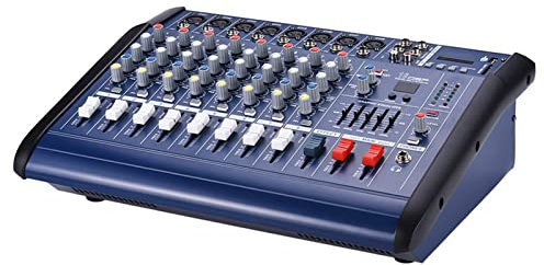 SIUKE Amplificador mezclador autoamplificado de 8 canales Amplificador de consola mezcladora de audio digital con alimentación fantasma de 48 V Ranura USB/para grabar DJ Stage Karaoke