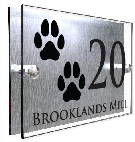 Modern Plaque Number Pet Gift Acrylic Personalised Door Sign Dog And Cat Paw Print House Sign (Dog Paw 2)
