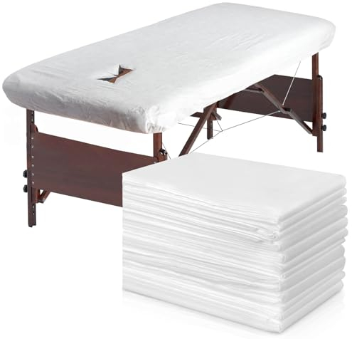 Tvvcalk 30pcs Einweg Bezug Massageliege, Einweg Spannlaken Massageliegen mit Loch, Einweg Spannbezug für Massageliege aus Vlies, 90 x 215 x 12cm
