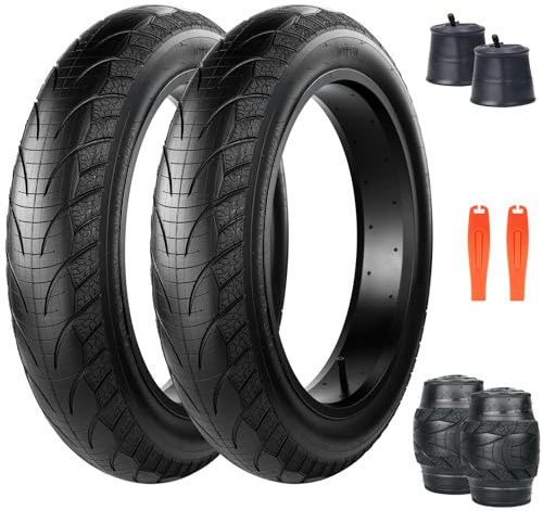 BALINGE E Bike Fat tire 20 x 4 2 Pack Heavy Duty High-Performance Wear-Resistant E-Bike Mountain Snow Bike Tire ,Fat Bike Tires,20x4.0 Fat tire,Black,2 Tires 2 Tubes 2 levers
