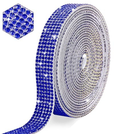 DIY Diamant Band, 270 CM Kristall Strass Diamant Band, Selbstklebende Kristall Strass, Glitzersteine Selbstklebend, Strassband Selbstklebend für Vasen, Notizbücher, Gepäck, Partys (Dunkelblau)