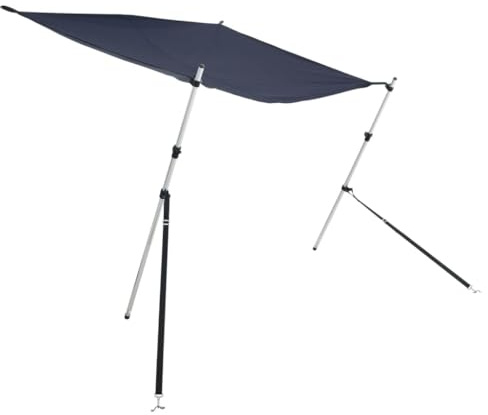 vidaXL T-Top Beschattungsverlängerung, Bootsverdeck mit Aluminiumrahmen, Sonnenverdeck mit 2 Stützstangen Gurte, Boot Sonnendach, Blau 600D Polyester
