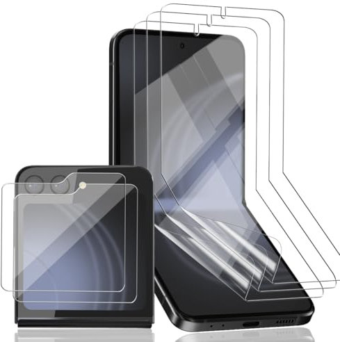 Zerrshoo Protection Écran pour Samsung Galaxy Z Flip 6 / Flip 7 FE, Protection Film TPU Flexible et Galaxy Z Flip 6 / Flip 7 FE Verre Protection écran Extérieure [3+2 Pièces]. HD Clair Film Protection