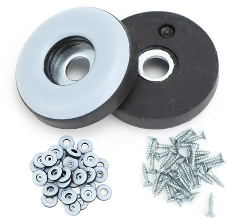 QWORK® 32 Pièces Patins pour Meubles, Ø 22 mm Ronds Coussinets Pieds Meubles avec vis Acier Inoxydable, pour Chaises, Tables, Canapés