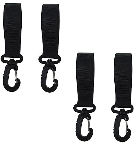 HAPINARY 4 Pairs Multi-Function 360 Degree Rotating Baby Stroller Hooks Black Hanging Hangers for Diaper Bags and Shopping, Suitable for Baby Strollers and Prams