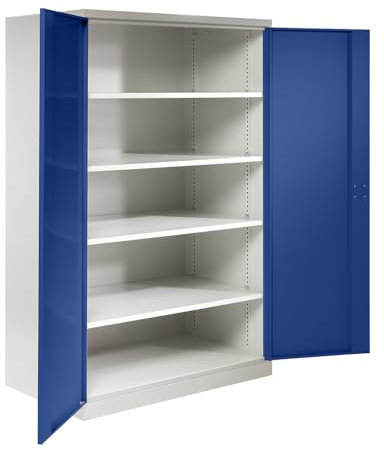 eurokraft | Flügeltürschrank XXL | Breite 1200 mm | Tür enzianblau