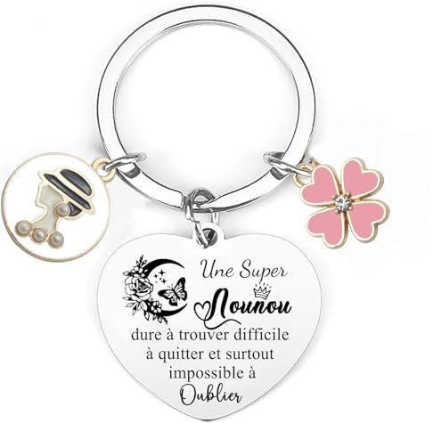 Lumengqi Porte-clés Nounou Personnalisé - Cadeau Original pour Anniversaire - Porte-clefs Nounours