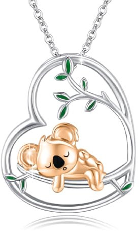 PARYFO Koala Halskette 925 Sterling Silber Koala Anhänger Niedliche Roségold Koala Kette Koala Herz Anhänger Koala Schmuck Geschenke, Sterling Silber