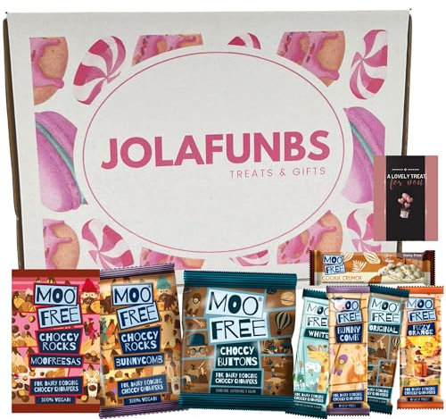Moo Free Letterbox Gifts Chocolate Selection Hamper Gift Box & Cards - Vegan, Gluten and Dairy Free Snacks Treat - Chocolate Gifts for Women, Men, Kids, Mom, Dad for Birthday, Easter Egg, Valentines