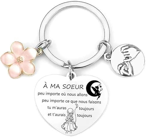 YZLPLP Cadeau Soeur Noel Porte Clef Soeur de Coeur Porte clef Amour Soeur Ma Soeur de Coeur pour toujours pour Sœur Originale Porte-clés Cadeau Soeur Anniversaire (3)