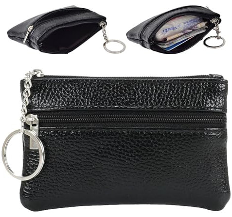 1 Key mini schlüsseletui leder für PU Leather violett autoschlüssel tasche key-organizer purse cover schlüsselbund schlüsselmappe anhänger klein kleingeldbörse anahtarlık with Zip schlüsselorganizer
