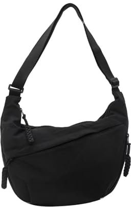 Borsa a tracolla a mezzaluna di grande capacità, borsa a tracolla a mezzaluna in tela retrò, borsa a tracolla for donne, articoli essenziali da viaggio semplici ed eleganti(Black)