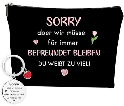 Onperpoe Beste Freundin Geschenke Weihnachten Kosmetiktasche mit Schlüsselanhänger Make-Up Tasche Kleine für Frauen Schminktasche Personalisiert für Schwestern Geschenke für Beste Freundin