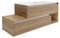 FACKELMANN Vita Waschbecken mit asymmetrischen Unterschrank in Summer Oak, 129 cm - Gussmarmorbecken in Weiß matt, Zwei Schubladen mit Soft-Close, Ablage Links, Made in Germany