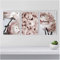 Set di 3 immagini con rosa cipria, peonia, fiori da parete, paesaggio nordico, decorazione per la casa, quadro su tela per soggiorno, camera da letto, senza cornice (1,3 x 50 x 70 cm)