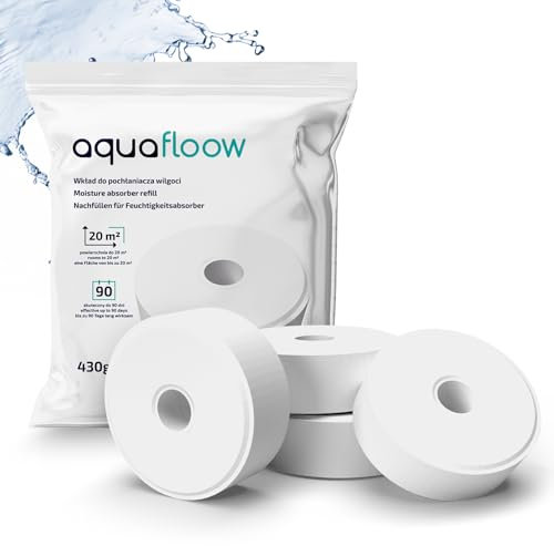Aquafloow Tabletas de repuesto para deshumidificador de aire, Reducen la humedad y los olores desagradables, Paquete de repuesto compatible con el deshumidificador de aire AERO 360°, Paquete de 4