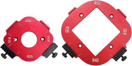 ohbien 2Pcs Round Radius Jig Router Templates, Aluminum Alloy R10/R15/R20/R25/R30/R35/R40/R50 8-Type Woodworking Round Corner Positioning Mold Wooden Board Arc Cutting Auxiliary Tool