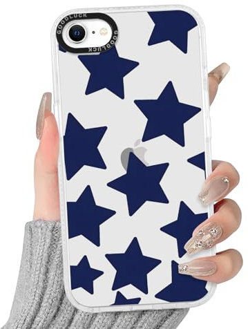 Yirlbey Transparent HandyHülle für iPhone 8/7 / SE 2020 / SE 2022 Hülle, Aesthetic Sterne Muster Star Bunt Design Mädchen Geschenk Schutzhülle, Silikon Harter PC Case Cover für iPhone SE 4,7