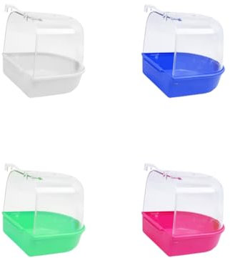 Lot de 4 petits oiseaux Cage à suspendre Baignoire pour perroquets Canaris pinsons – Jouet de salle de bain en PVC transparent