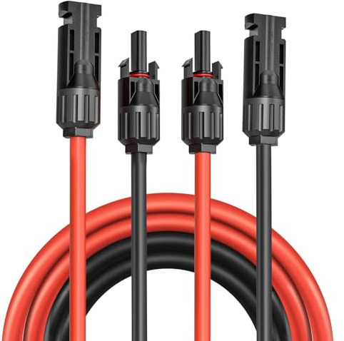 Solarkabel 4mm²/ Verlängerung 5M – UV-beständig, TUV, VDE Zertifiziert, mit Solarsteckern, für Photovoltaikanlagen (Rot/Schwarz) (4mm²/5m)