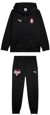A.C. Milan - Set aus Sweatshirt mit Kapuze und Hose, 2-teiliges Set mit Puma-Logo, offizielles Produkt, Jungen, Schwarz, 10 Jahre
