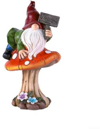 Sculpture de nain coloré avec motif champignon, parfaite pour votre jardin et décoration extérieure (A)
