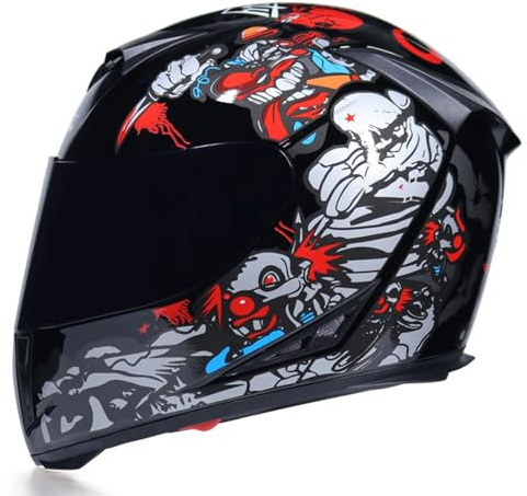 Helm Für Motorräder Full-Face Motorcycle Helmet Für Erwachsene Herren Damen Tragbarer Integralhelme Motorradhelm Mit Doppelvisier Personalisierter Motorradhelm K,XXL=(63-64CM)
