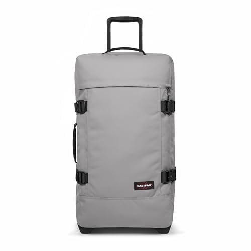 Eastpak Tranverz M Koffer 78L (67 x 35,5 x 30 cm), mittelgroßer Reisekoffer mit Rollen, leichtes Gepäck mit 2 Fächern, Teleskopgriff & TSA-Schloss - Pebble Grey