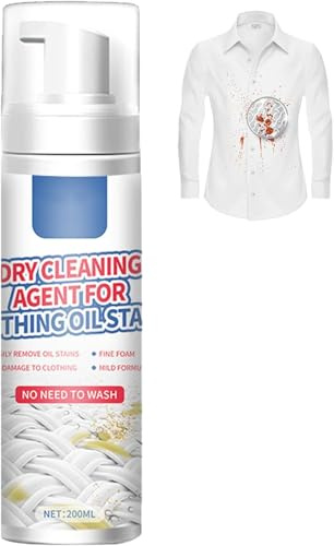 Fabric Stain Removing Spray,Foam Dry Cleaning Agent,Dry Cleaner for Clothes,Cleans Effectively,Dry Cleaning Spray,Enhances Water Repellency and Maintains Insulation 200ML