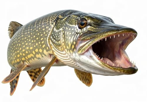 Fisch Aufkleber Hecht Offener Schnabel 15cm Rechts Fisch Aufkleber Zähne Angeln Candy Aufkleber Bootsticker Raubfische
