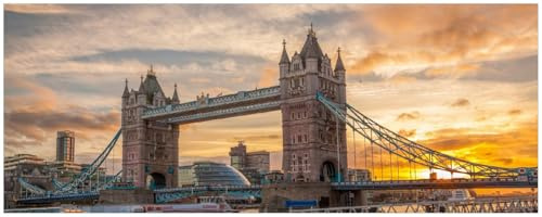 Wallario Küchenrückwand selbstklebend 115 x 50 cm, Motiv: Tower Bridge - London bei Sonnenuntergang | Spritzschutz abwischbar & pflegeleicht