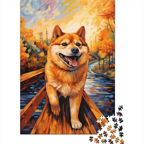 Autumn River Dog 1000 Piece Jigsaw Puzzle Adults Relax