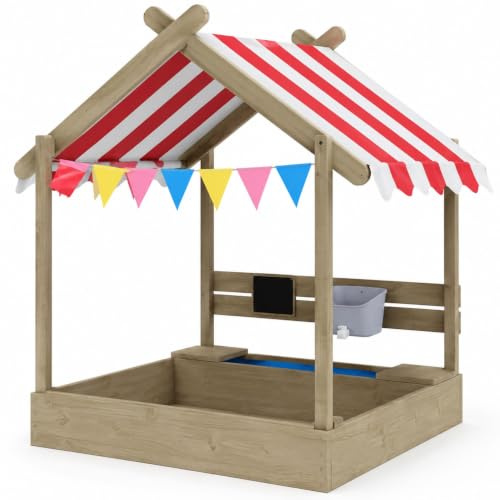 Neo Wooden Sandbox Canopy Kids Water Outdoor Garden Sand Pit Roof Blackboard