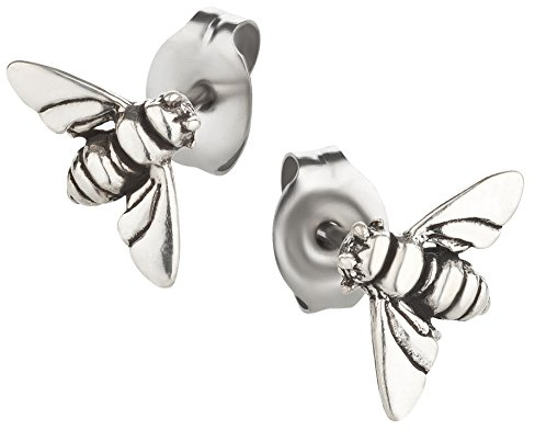 Ohrstecker Ohrringe Biene Silber 925 Sterling als Ohrschmuck mit kleiner Schmuckbox - 7K - Schmuck Geschenke für Damen, Mädchen, Jungen, Kinder und Herren