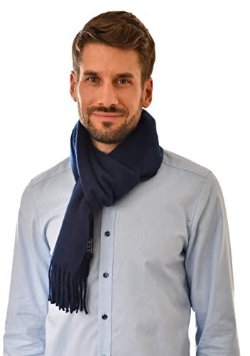 MayTree Kaschmir-Schal für Damen und Herren - Weicher Wollschal aus 100% Kaschmir, einfarbig, 180 x 30 cm - Luxuriöser Winter-Schal - Marineblau
