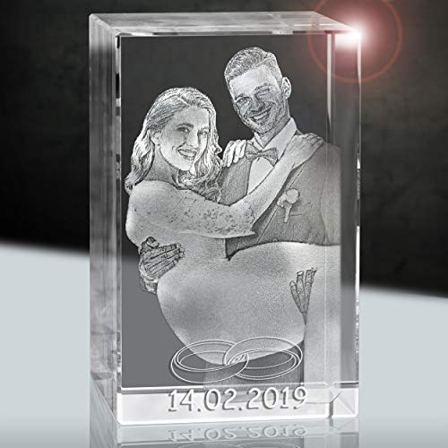 Hochzeitsfoto in Glas | Geschenk fürs Brautpaar | 3D im 80mm Quader