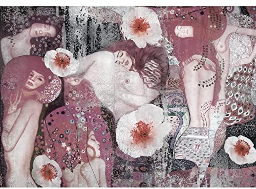 Runa Art Fototapete Gustav Klimt Frau Collage Modern Vlies Wohnzimmer Schlafzimmer - Made in Germany - 308 x 220 cm Rosa 9429010c