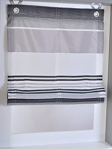 Raffrollo Ösenrollo Jamaica Querstreifen Farben grau Breite 80 x Höhe 210 cm