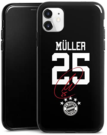Silikon Hülle kompatibel mit Apple iPhone 11 Case schwarz Handyhülle FC Bayern München FCB Thomas Müller