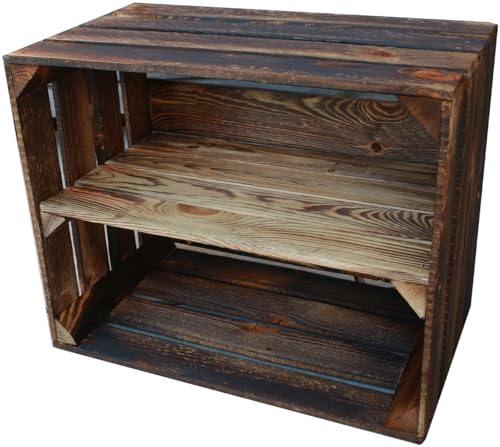 Alte geflammte Obstkisten / Holzkisten 50 x 40 x 30cm mit Zwischenboden LANG verarbeitet - Ideal für den Möbelbau - Tolle Set-Angebote