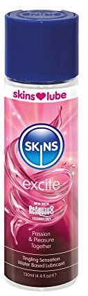Skins Lube Gel Sex Water Based Excite Tingling Lubricants & Licks 130ml