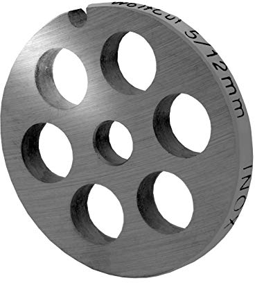 Wolfcut Inox Fleischwolfscheibe Gr. 5-12,0 mm Bohrungen – Kompatibel/Ersatz mit alle gängigen Fleischwölfe Größe 5 – z.B.: Bosch MUM4/MUM5 - Alexanderwerk Größe 5 – Jupiter Größe 5 und viele mehr.