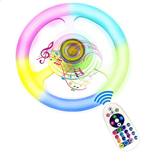 EUROXANTY Lámpara de techo RGB con altavoz | Lampara led musical | Altavoz bluetooth | Con mando a distancia | Conexión bombilla E27-E14 | 36W | Amarillo