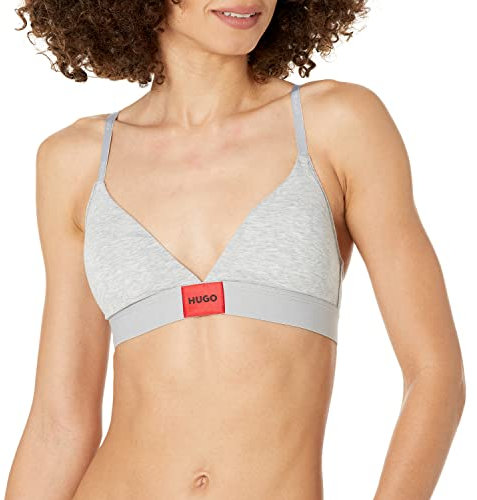 HUGO Damen Moderner Triangel Baumwolle BH, Stone Grey Melange, Large