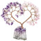 mookaitedecor Amethyst & Rose Quartz Love Heart Crystal Tree with Amethyst Cluster Crystal Base, Healing Semi Precious Stone Money Tree Feng Shui Ornaments for Wealth Luck Wedding Desk Decor