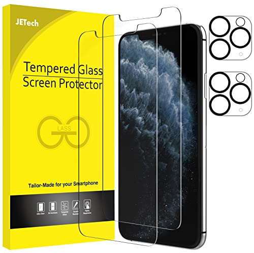 JETech Pellicola Protettiva per iPhone 11 Pro 5,8 Pollici con Protezione di Obiettivo Fotocamera, Vetro Temperato Film, Pacco da 2 Ciascuno